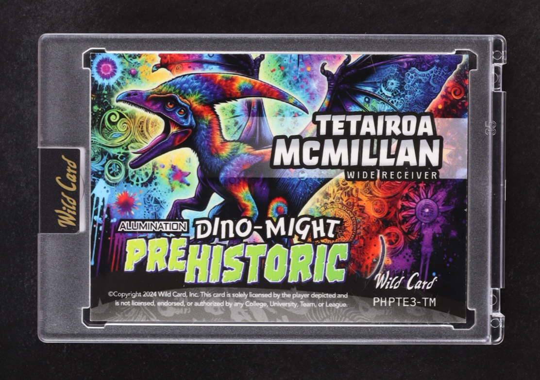 Tetairoa McMillan 2024 Wild Card Alumination Dino-Might Pre-Historic Pterodactyl Blue Rainbow Foil #PHPTE3-TM #5/5 RC at PristineAuction.com Tetairoa McMillan 2024 Wild Card Alumination Dino-Might Pre-Historic Pterodactyl Blue Rainbow Foil #PHPTE3-TM #5/5 RC at PristineAuction.com