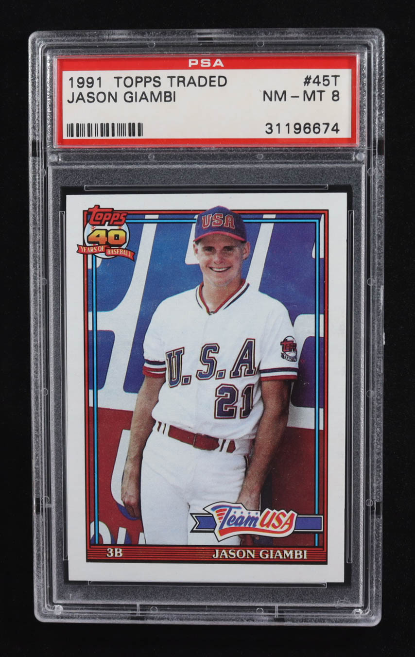 Jason Giambi 1991 Topps Traded #45T USA RC (PSA 8) at PristineAuction.com Jason Giambi 1991 Topps Traded #45T USA RC (PSA 8) at PristineAuction.com