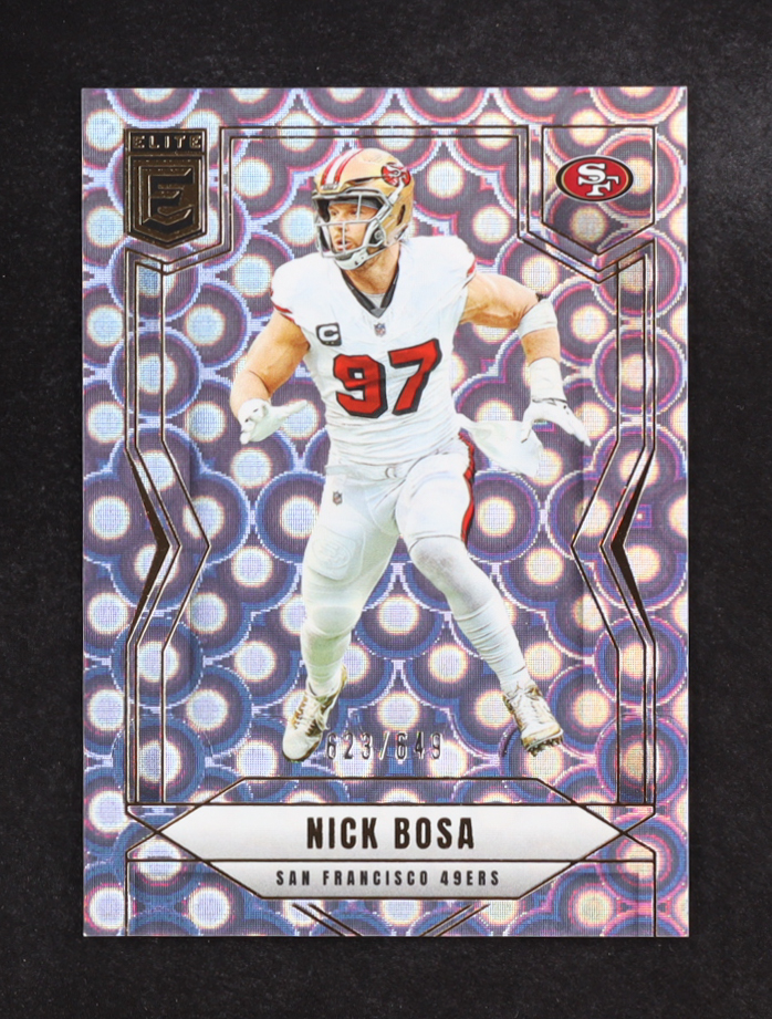 Nick Bosa 2025 Elite Lavendar Pyramids #93 #623/649 at PristineAuction.com Nick Bosa 2025 Elite Lavendar Pyramids #93 #623/649 at PristineAuction.com