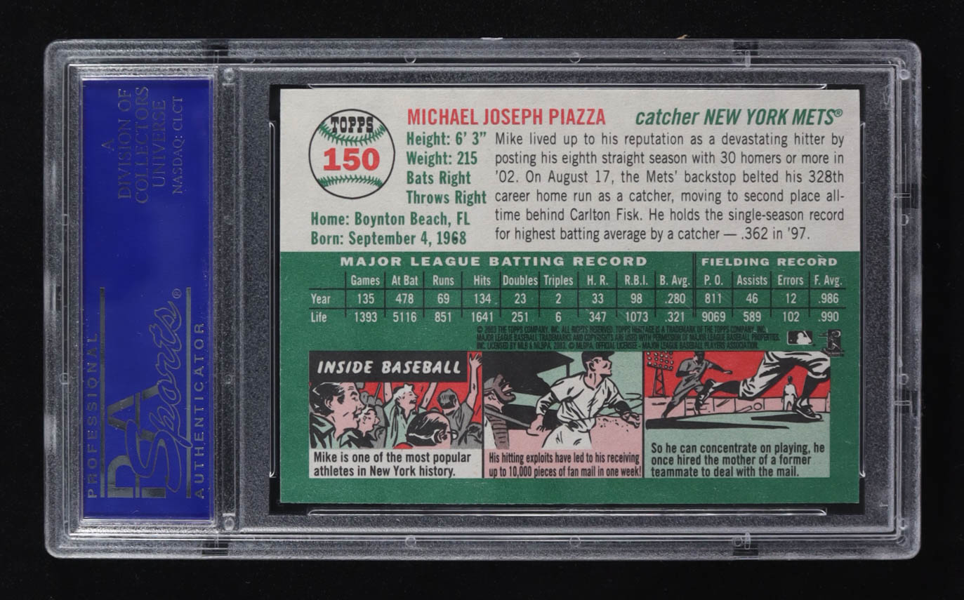 Mike Piazza 2003 Topps Heritage #150B Black SP (PSA 8) at PristineAuction.com Mike Piazza 2003 Topps Heritage #150B Black SP (PSA 8) at PristineAuction.com