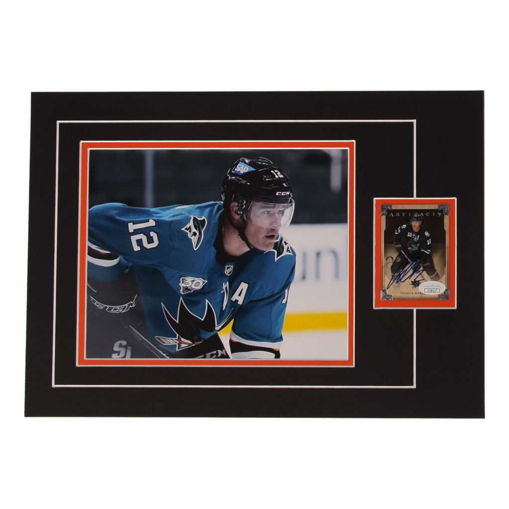 Patrick Marleau Signed 12x17 Custom Matted Sports Card Display with Photo (JSA) at PristineAuction.com Patrick Marleau Signed 12x17 Custom Matted Sports Card Display with Photo (JSA) at PristineAuction.com