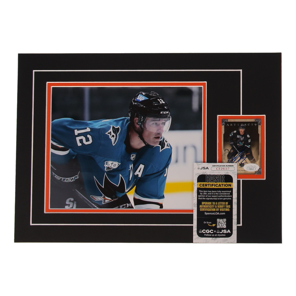 Patrick Marleau Signed 12x17 Custom Matted Sports Card Display with Photo (JSA) at PristineAuction.com Patrick Marleau Signed 12x17 Custom Matted Sports Card Display with Photo (JSA) at PristineAuction.com