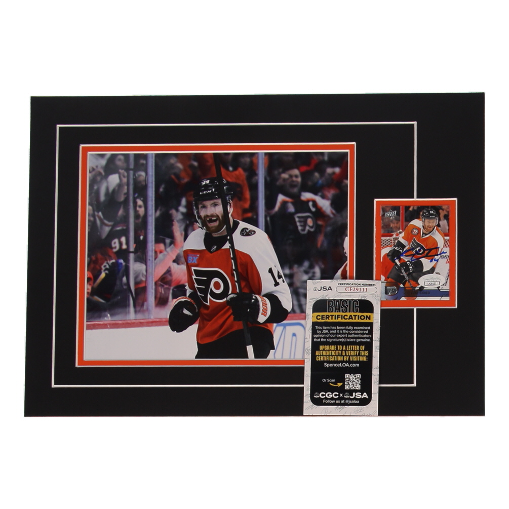 Sean Couturier Signed 12x17 Custom Matted Sports Card Display with Photo (JSA) at PristineAuction.com Sean Couturier Signed 12x17 Custom Matted Sports Card Display with Photo (JSA) at PristineAuction.com
