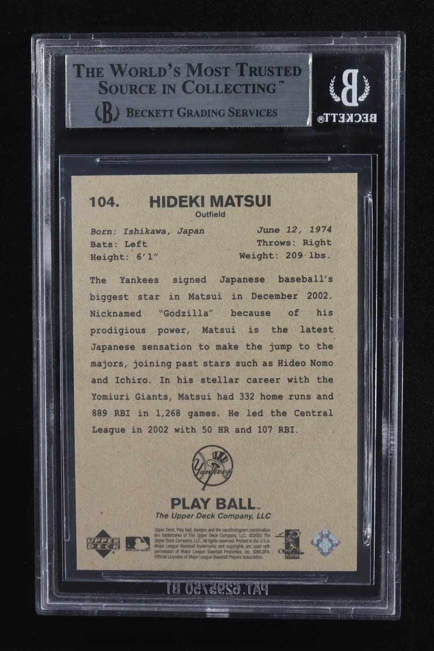 Hideki Matsui 2003 Upper Deck Play Ball #104 RC (BGS 8.5) at PristineAuction.com Hideki Matsui 2003 Upper Deck Play Ball #104 RC (BGS 8.5) at PristineAuction.com