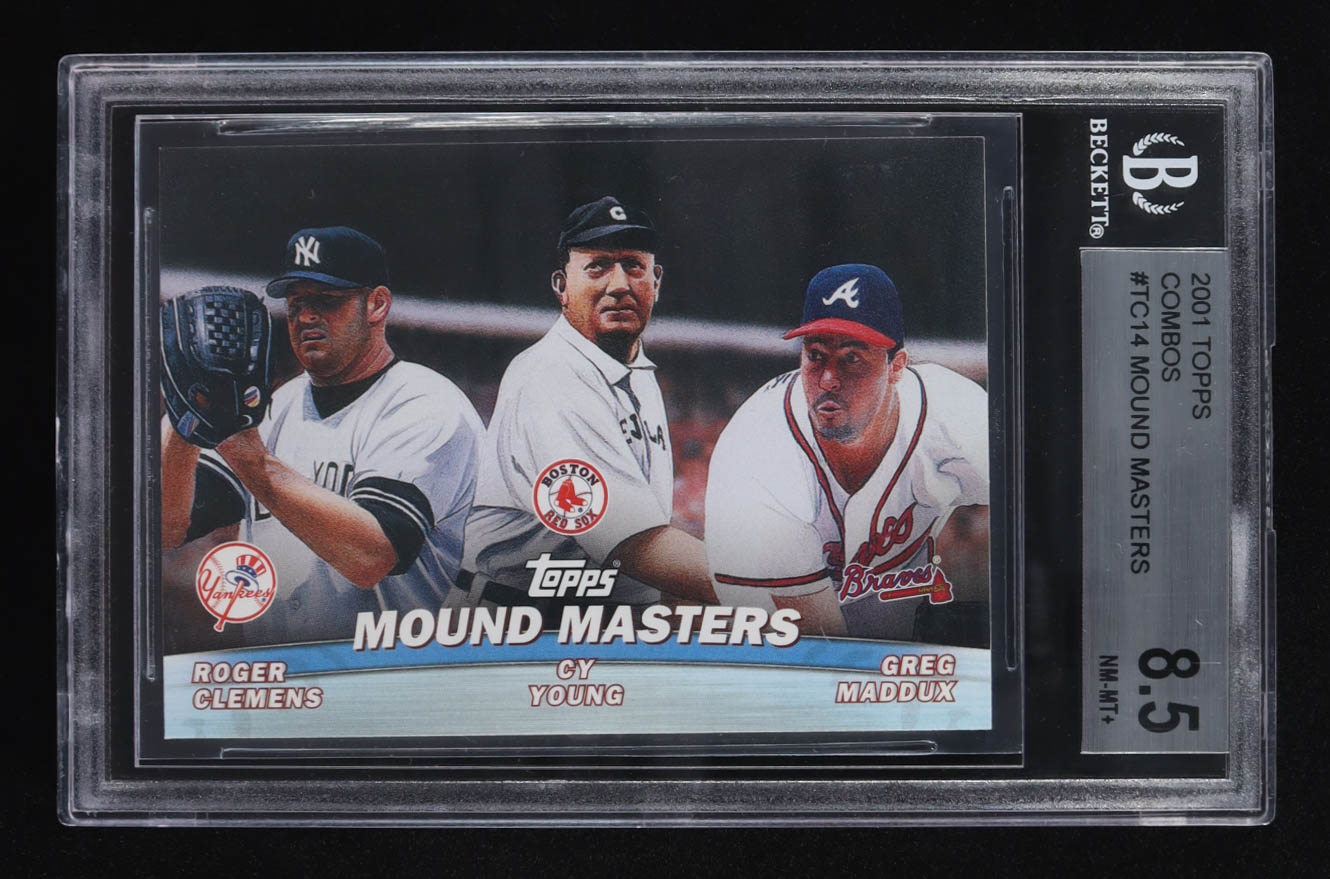Roger Clemens / Cy Young / Greg Maddux 2001 Topps Combos #TC14 Mound Masters (BGS 8.5) at PristineAuction.com Roger Clemens / Cy Young / Greg Maddux 2001 Topps Combos #TC14 Mound Masters (BGS 8.5) at PristineAuction.com