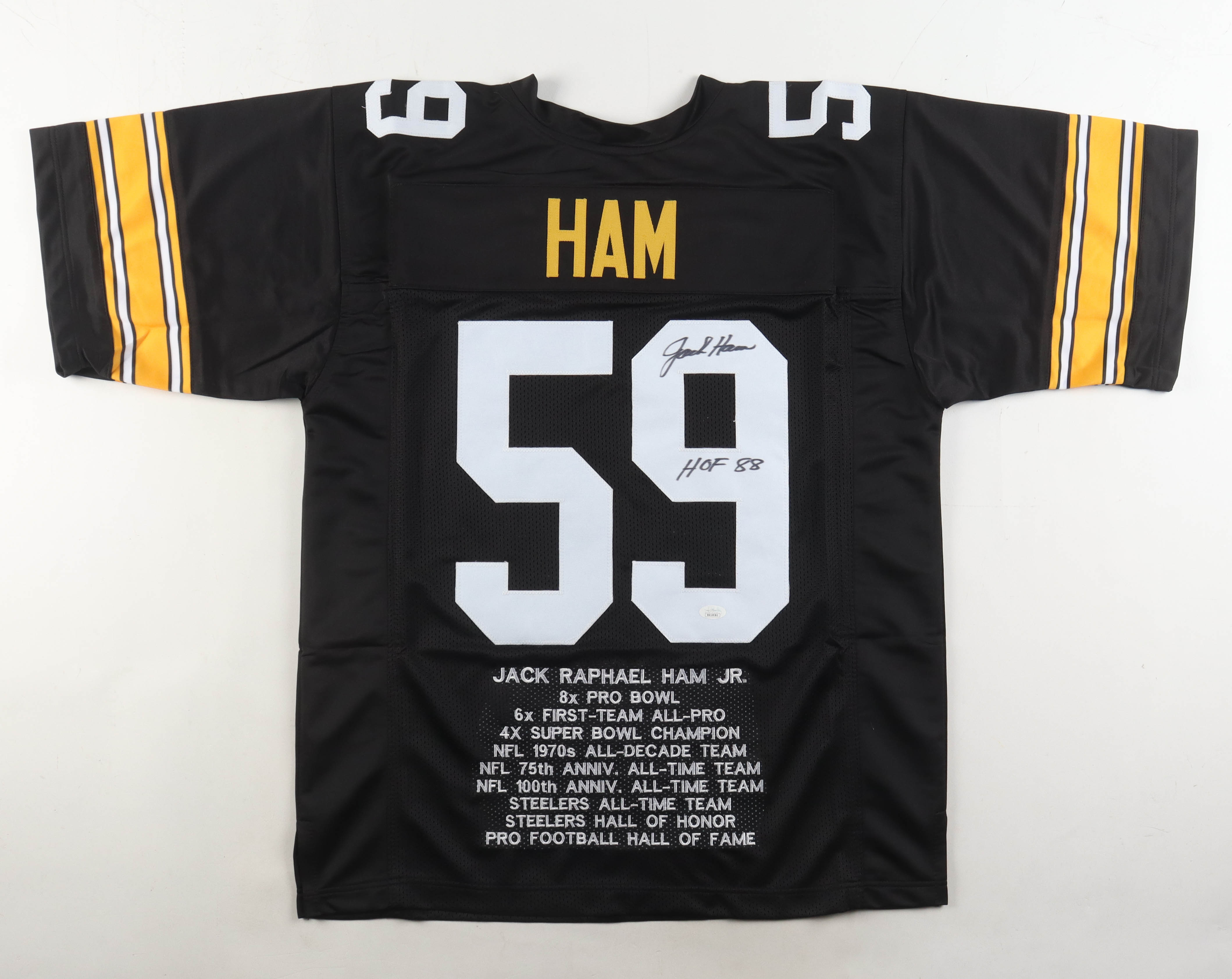 Jack Ham Signed Career Highlight Stat Jersey Inscribed "HOF 88" (JSA) at PristineAuction.com Jack Ham Signed Career Highlight Stat Jersey Inscribed "HOF 88" (JSA) at PristineAuction.com