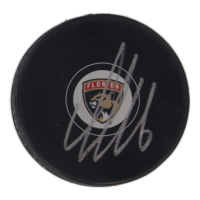 Aleksander Barkov Signed Panthers Logo Hockey Puck (Beckett) at PristineAuction.com