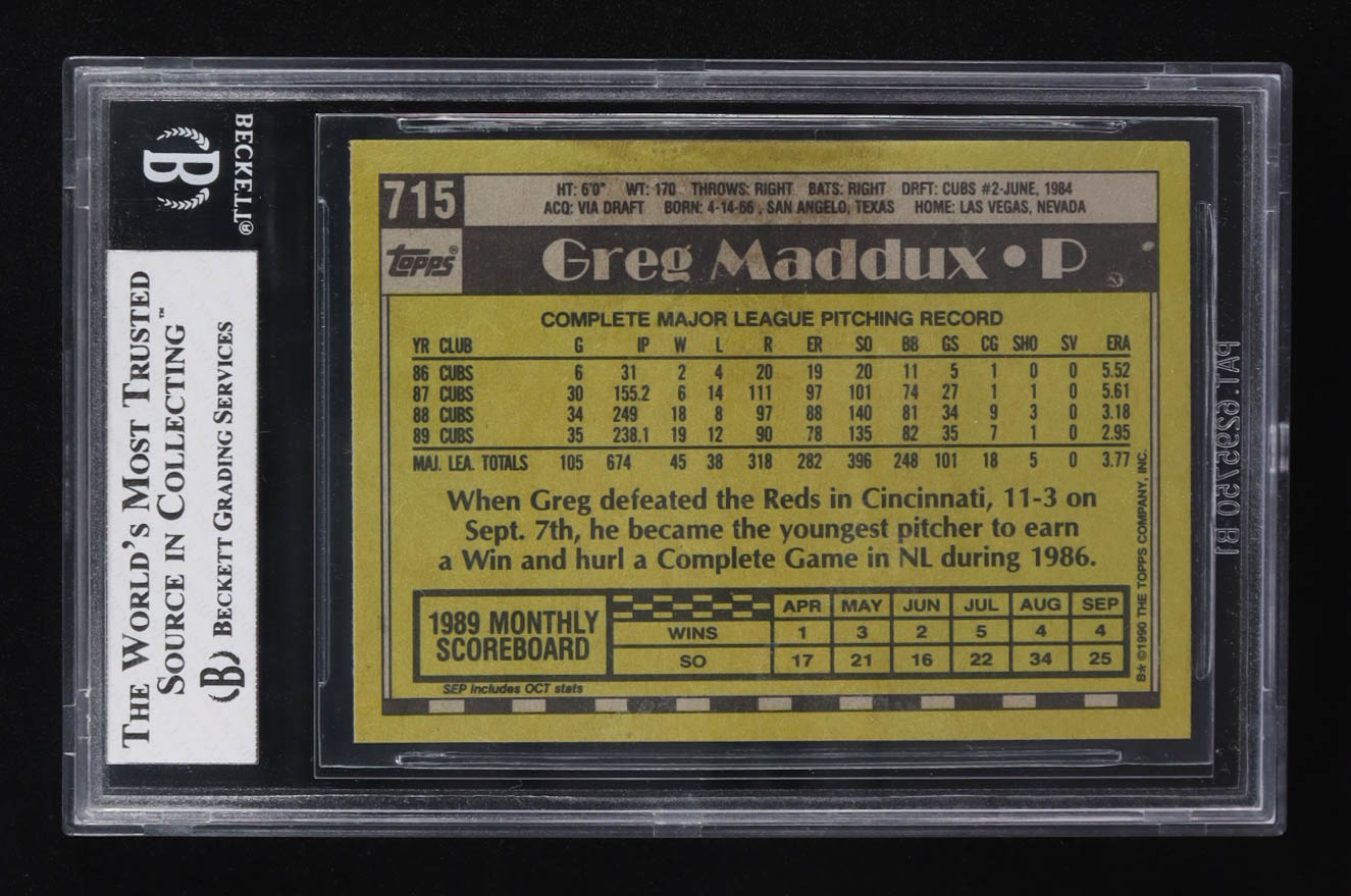 Greg Maddux 1990 Topps #715 (BGS 6) at PristineAuction.com Greg Maddux 1990 Topps #715 (BGS 6) at PristineAuction.com
