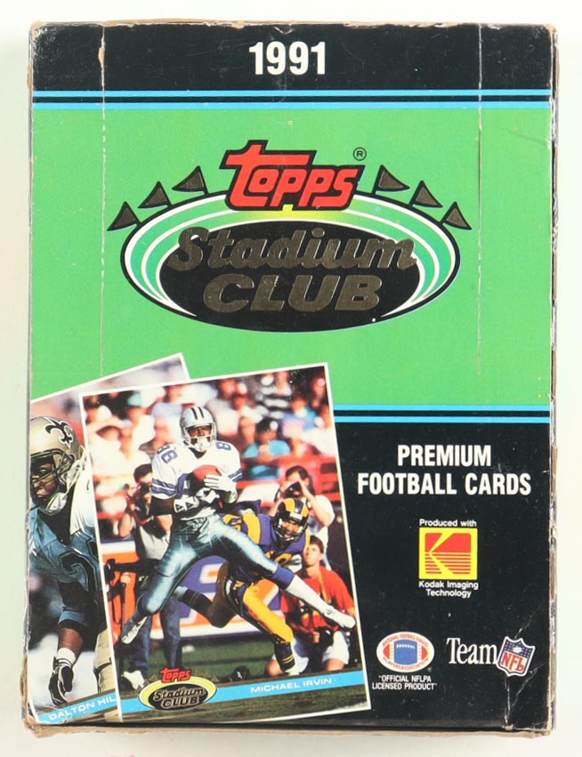 1991 Topps Stadium Club Football Wax Box with (36) Packs at PristineAuction.com 1991 Topps Stadium Club Football Wax Box with (36) Packs at PristineAuction.com