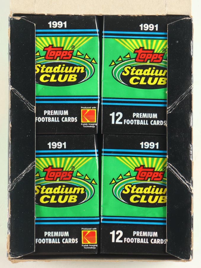 1991 Topps Stadium Club Football Wax Box with (36) Packs at PristineAuction.com 1991 Topps Stadium Club Football Wax Box with (36) Packs at PristineAuction.com