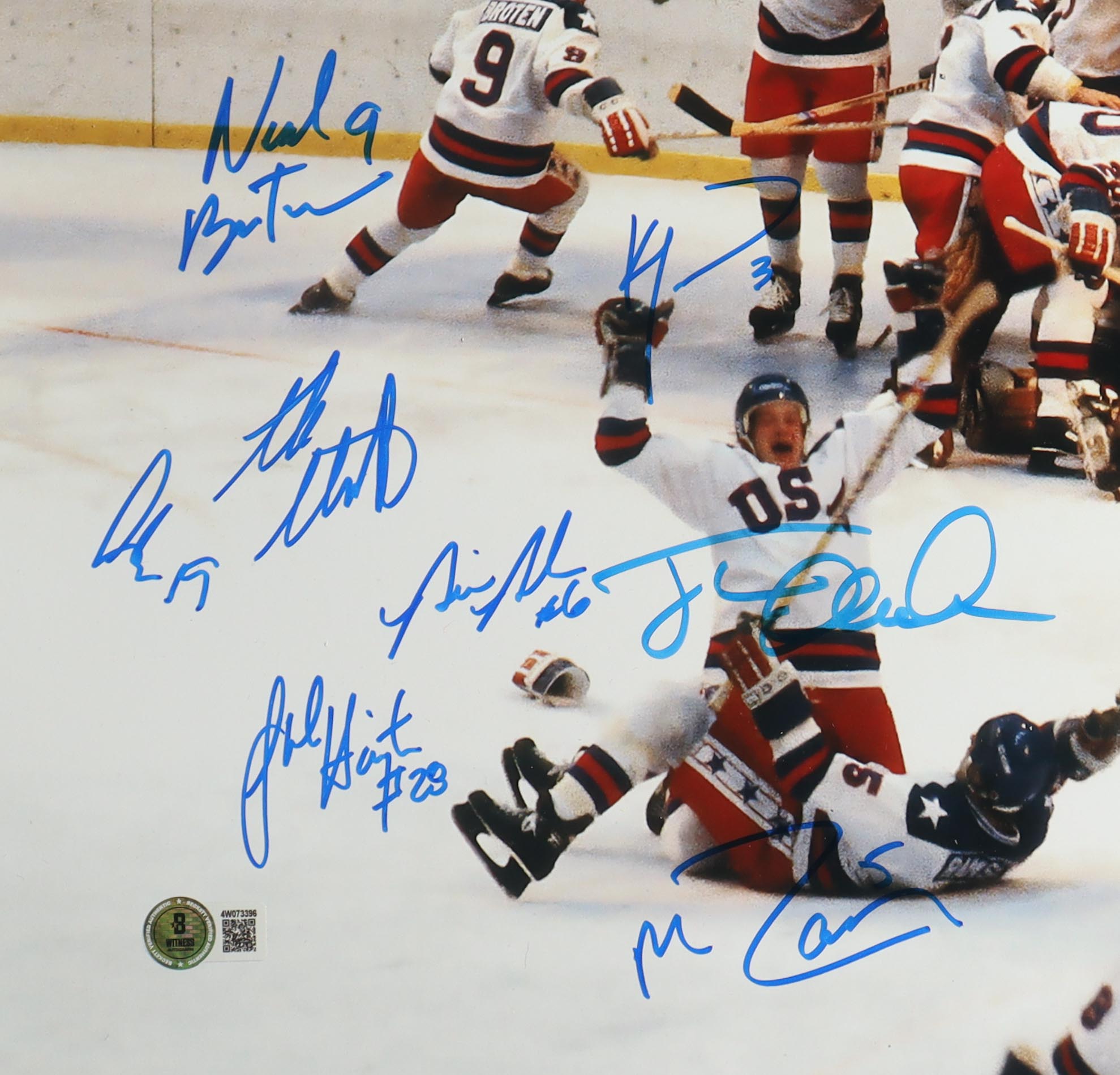 1980 Team USA "Miracle on Ice" 16x20 Photo Signed by (18) with Mike Eruzione, Jim Craig, Neal Broten Inscribed "Do You Believe In Miracles?!" (Beckett) at PristineAuction.com 1980 Team USA "Miracle on Ice" 16x20 Photo Signed by (18) with Mike Eruzione, Jim Craig, Neal Broten Inscribed "Do You Believe In Miracles?!" (Beckett) at PristineAuction.com