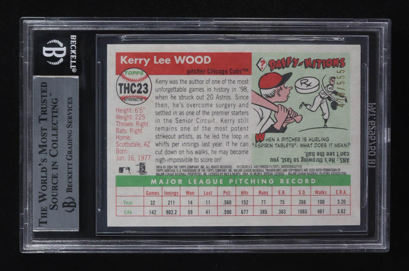Kerry Wood 2004 Topps Heritage Chrome Refractors #THC23 #478/555 (BGS 9) at PristineAuction.com Kerry Wood 2004 Topps Heritage Chrome Refractors #THC23 #478/555 (BGS 9) at PristineAuction.com
