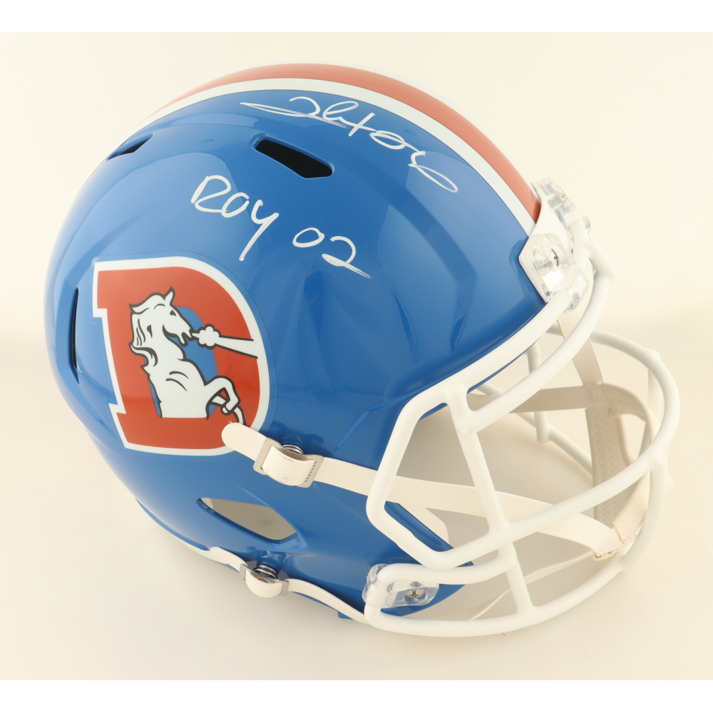 Clinton Portis Signed Broncos Full-Size Speed Helmet Inscribed "ROY 02" (PS) at PristineAuction.com