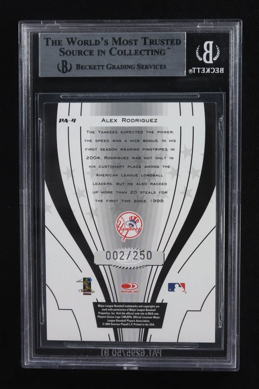 Alex Rodriguez 2005 Donruss Power Alley Purple #4 #002/250 (BGS 9) at PristineAuction.com Alex Rodriguez 2005 Donruss Power Alley Purple #4 #002/250 (BGS 9) at PristineAuction.com