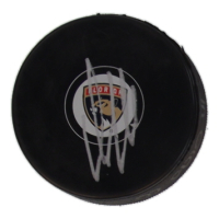 Aleksander Barkov Signed Panthers Logo Hockey Puck (Beckett) at PristineAuction.com