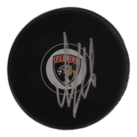 Aleksander Barkov Signed Panthers Logo Hockey Puck (Beckett) at PristineAuction.com