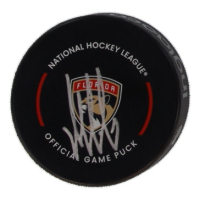 Aleksander Barkov Signed Panthers Logo Hockey Puck (Beckett) at PristineAuction.com