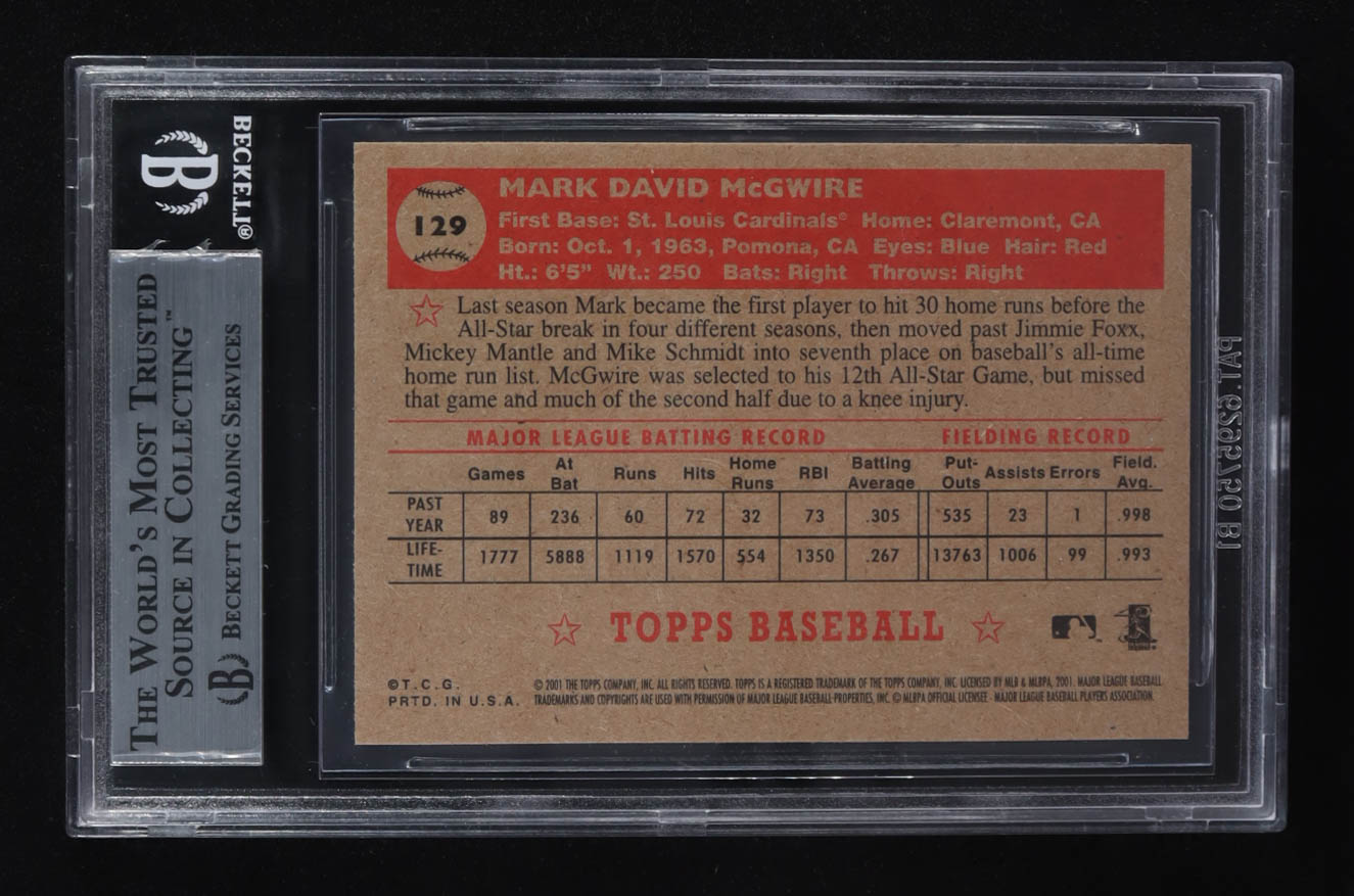 Mark McGwire 2001 Topps Heritage #129 (BGS 9) at PristineAuction.com Mark McGwire 2001 Topps Heritage #129 (BGS 9) at PristineAuction.com