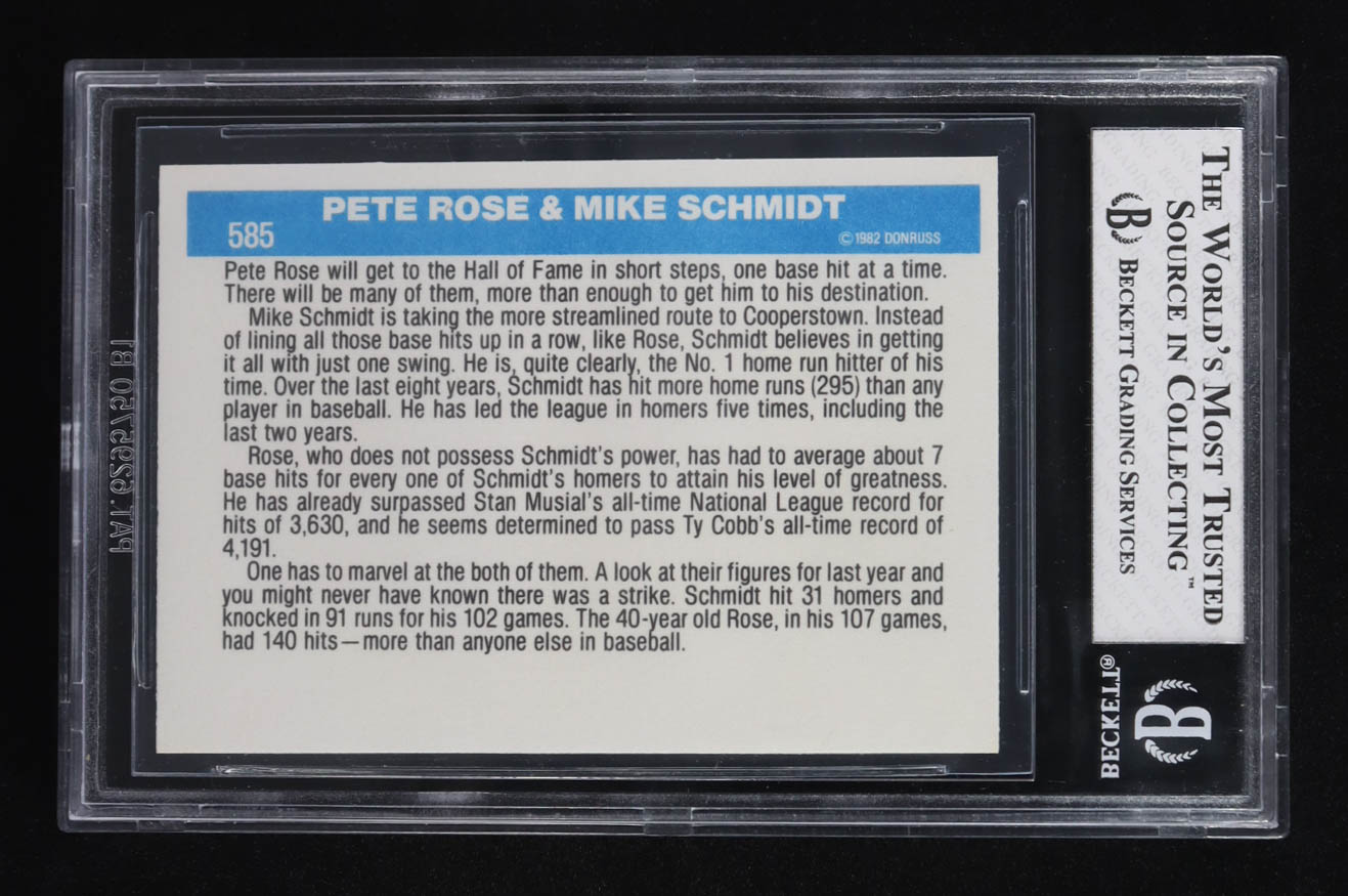 Pete Rose / Mike Schmidt 1982 Donruss #585 Phillies Finest (BGS 8) at PristineAuction.com Pete Rose / Mike Schmidt 1982 Donruss #585 Phillies Finest (BGS 8) at PristineAuction.com