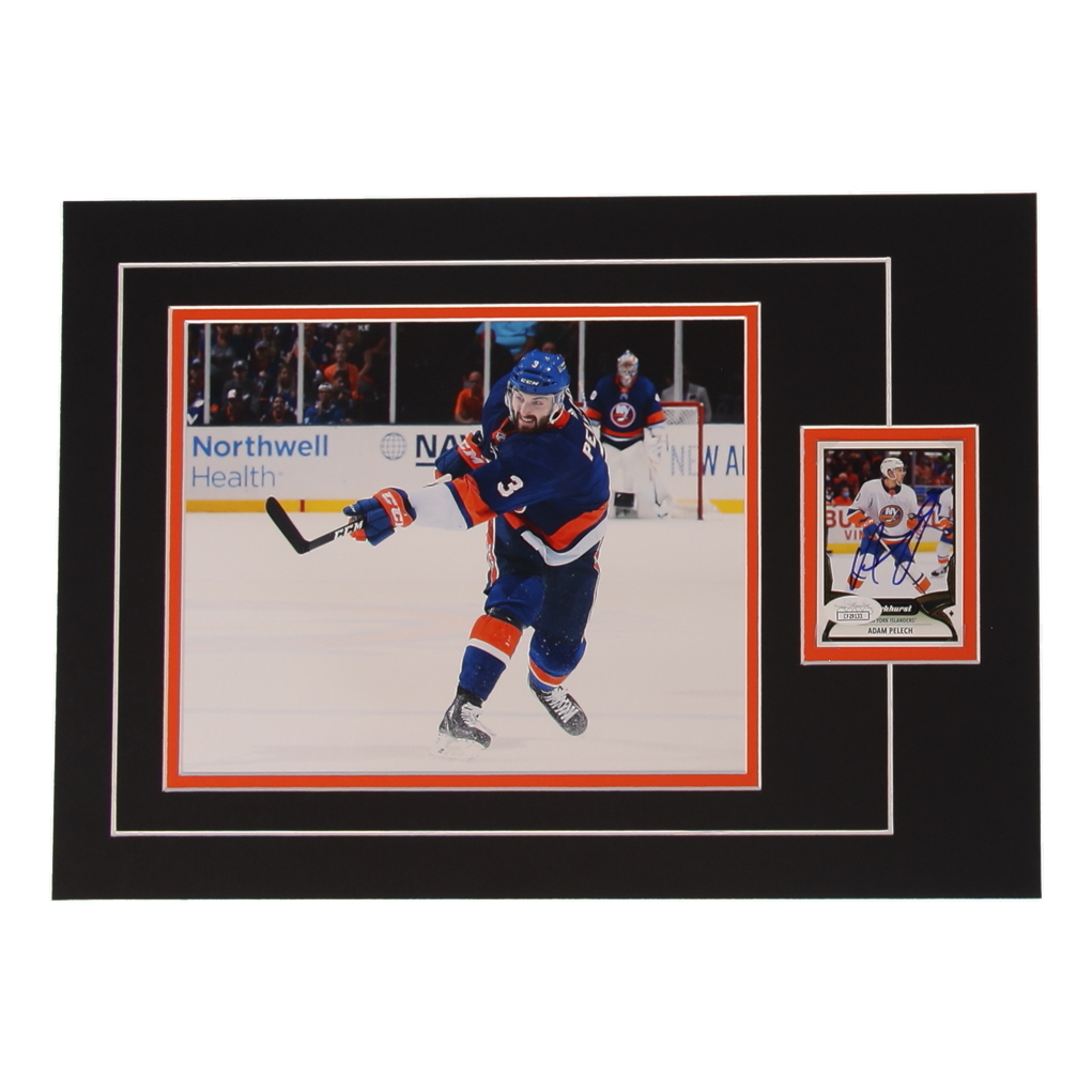 Adam Pelech Signed 12x17 Custom Matted Sports Card Display with Photo (JSA) at PristineAuction.com Adam Pelech Signed 12x17 Custom Matted Sports Card Display with Photo (JSA) at PristineAuction.com