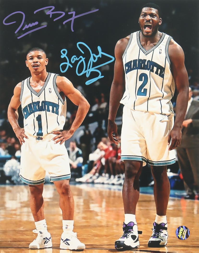 Muggsy Bogues & Larry Johnson Signed Hornets 8x10 Photo (AWM) at PristineAuction.com Muggsy Bogues & Larry Johnson Signed Hornets 8x10 Photo (AWM) at PristineAuction.com