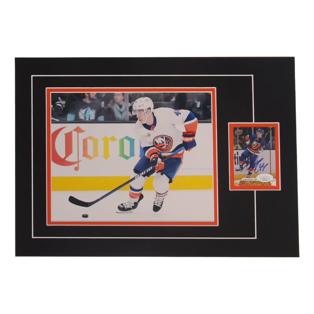 Jean-Gabriel Pageau Signed 12x17 Custom Matted Sports Card Display with Photo (JSA) at PristineAuction.com Jean-Gabriel Pageau Signed 12x17 Custom Matted Sports Card Display with Photo (JSA) at PristineAuction.com