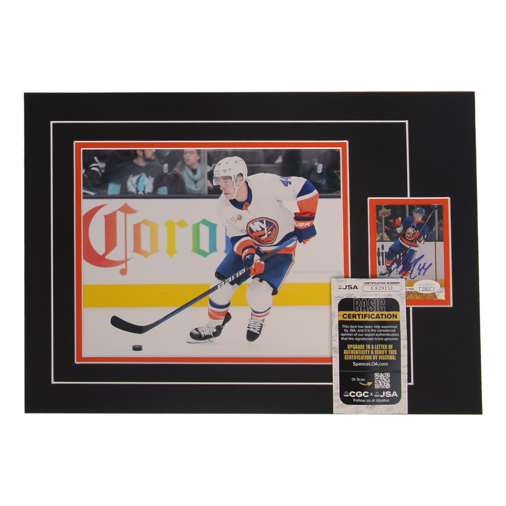 Jean-Gabriel Pageau Signed 12x17 Custom Matted Sports Card Display with Photo (JSA) at PristineAuction.com Jean-Gabriel Pageau Signed 12x17 Custom Matted Sports Card Display with Photo (JSA) at PristineAuction.com