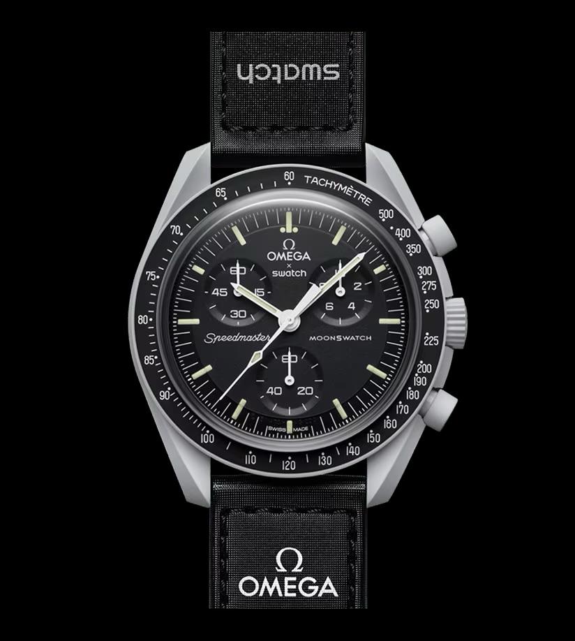 OMEGA x Swatch "Mission to the Moon" Men's 42mm Watch | Brand New with Box & Papers at PristineAuction.com OMEGA x Swatch "Mission to the Moon" Men's 42mm Watch | Brand New with Box & Papers at PristineAuction.com