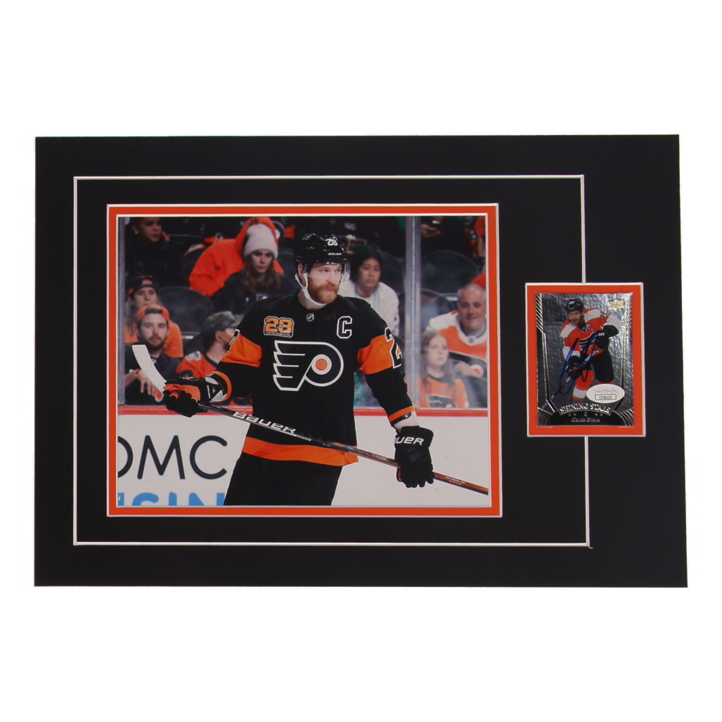 Claude Giroux Signed 12x17 Custom Matted Sports Card Display with Photo (JSA) at PristineAuction.com Claude Giroux Signed 12x17 Custom Matted Sports Card Display with Photo (JSA) at PristineAuction.com