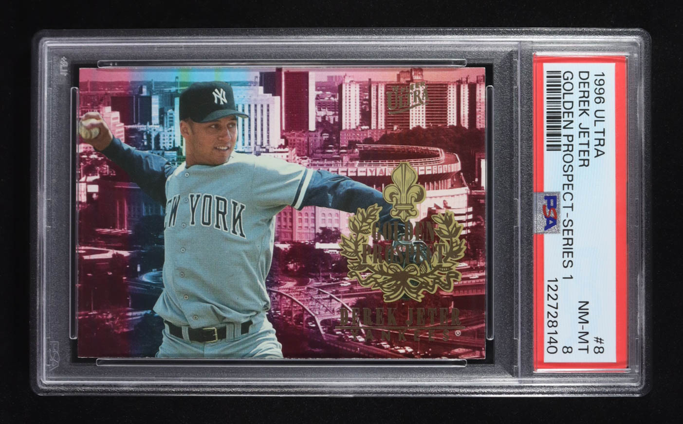 Derek Jeter 1996 Ultra Golden Prospects #8 RC (PSA 8) at PristineAuction.com Derek Jeter 1996 Ultra Golden Prospects #8 RC (PSA 8) at PristineAuction.com