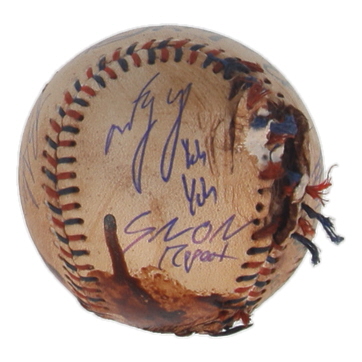 "The Sandlot" Replica Baseball Cast-Signed & Inscribed By (7) with Tom Guiry, Chauncey Leopardi, Marty York, Shane Obedzinski (JSA) at PristineAuction.com "The Sandlot" Replica Baseball Cast-Signed & Inscribed By (7) with Tom Guiry, Chauncey Leopardi, Marty York, Shane Obedzinski (JSA) at PristineAuction.com