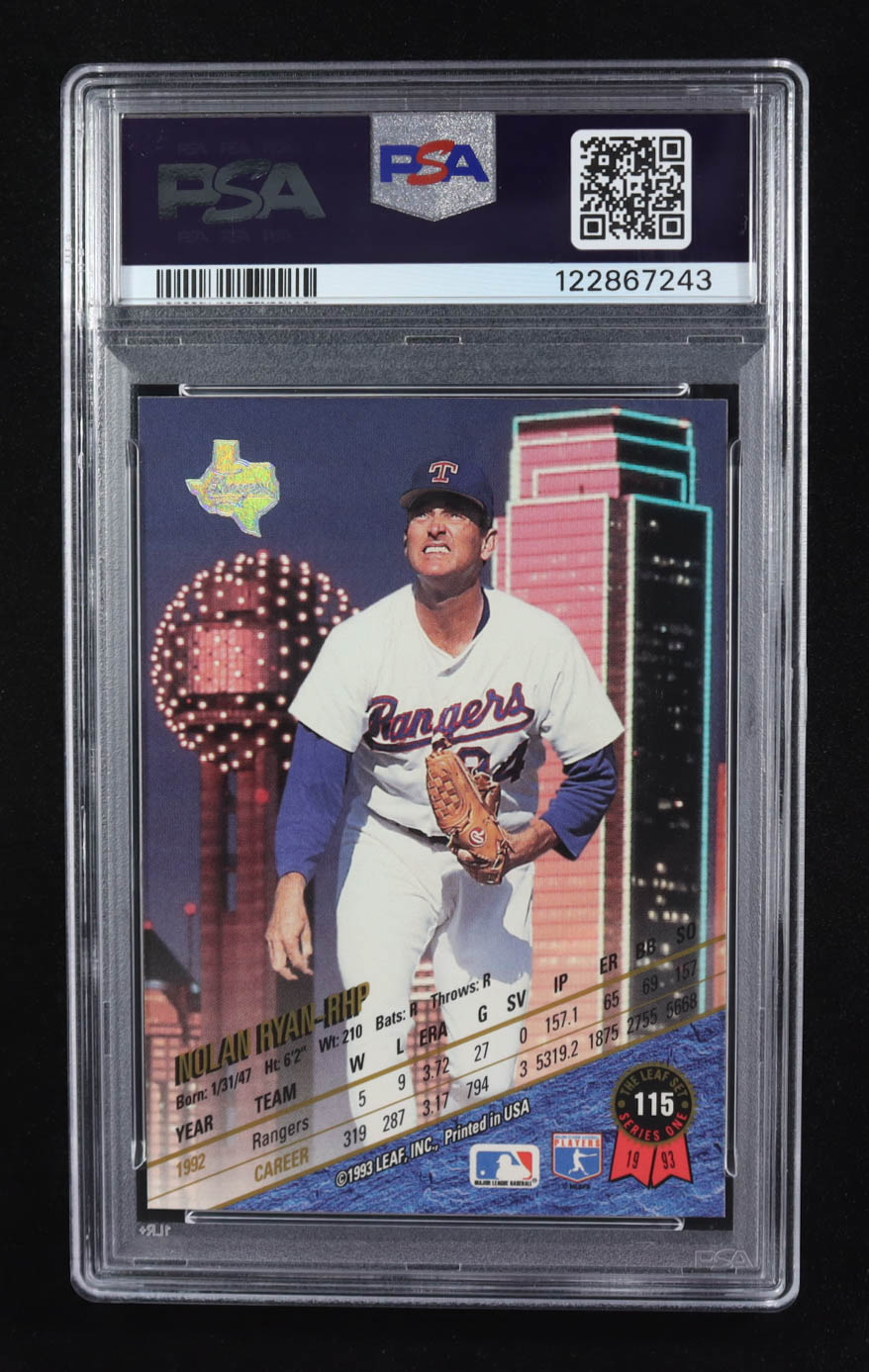 Nolan Ryan 1993 Leaf #115 (PSA 9) at PristineAuction.com Nolan Ryan 1993 Leaf #115 (PSA 9) at PristineAuction.com