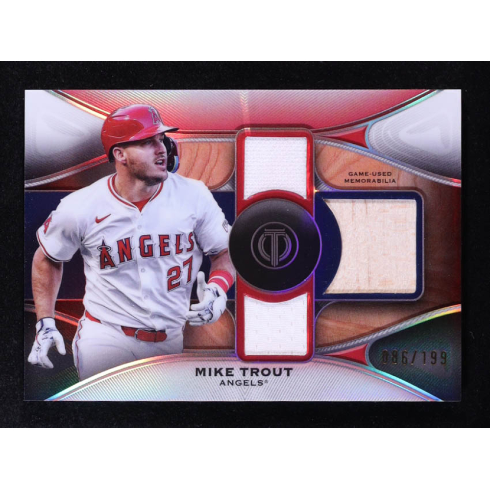 Mike Trout 2025 Topps Tribute Triple Relics #TTRMT #086/199 at PristineAuction.com