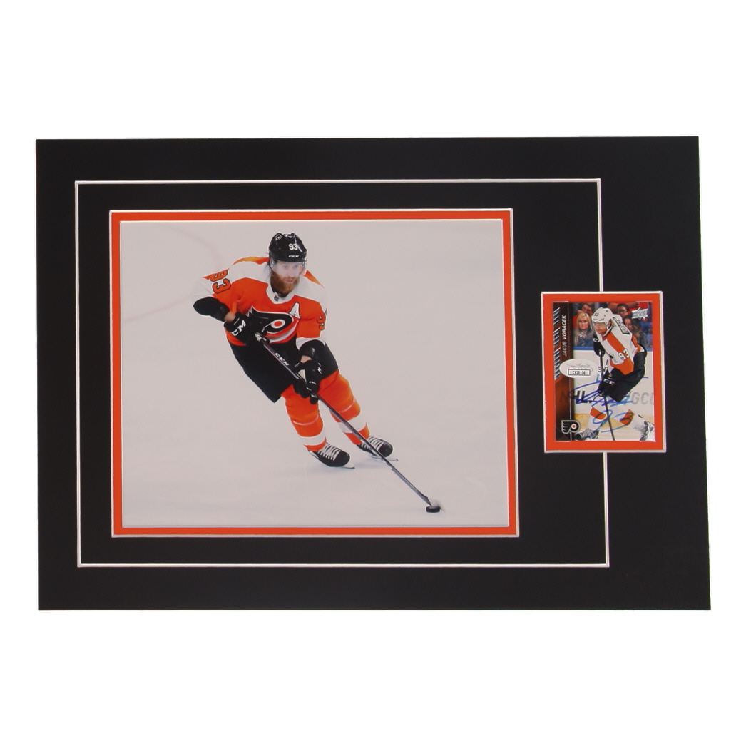 Jakub Voracek Signed 12x17 Custom Matted Sports Card Display with Photo (JSA) at PristineAuction.com Jakub Voracek Signed 12x17 Custom Matted Sports Card Display with Photo (JSA) at PristineAuction.com