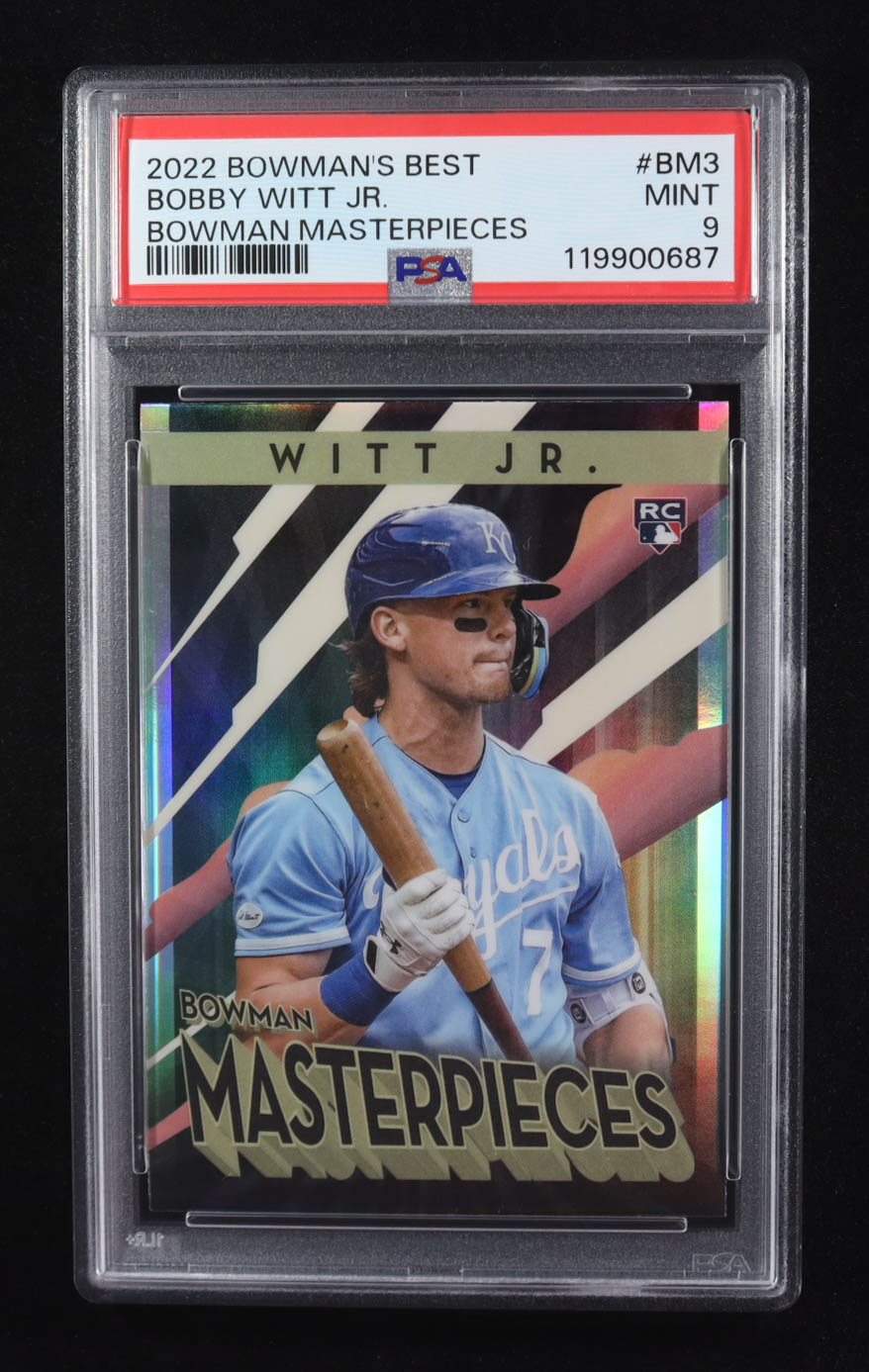 Bobby Witt Jr. 2022 Bowman's Best Bowman Masterpieces #BM3 RC (PSA 9) at PristineAuction.com Bobby Witt Jr. 2022 Bowman's Best Bowman Masterpieces #BM3 RC (PSA 9) at PristineAuction.com