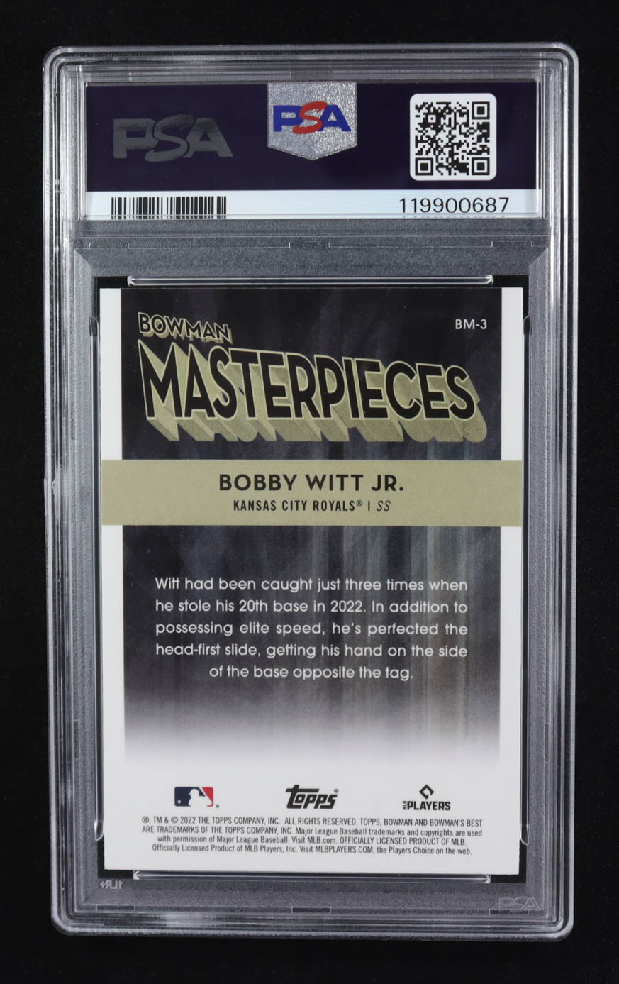 Bobby Witt Jr. 2022 Bowman's Best Bowman Masterpieces #BM3 RC (PSA 9) at PristineAuction.com Bobby Witt Jr. 2022 Bowman's Best Bowman Masterpieces #BM3 RC (PSA 9) at PristineAuction.com