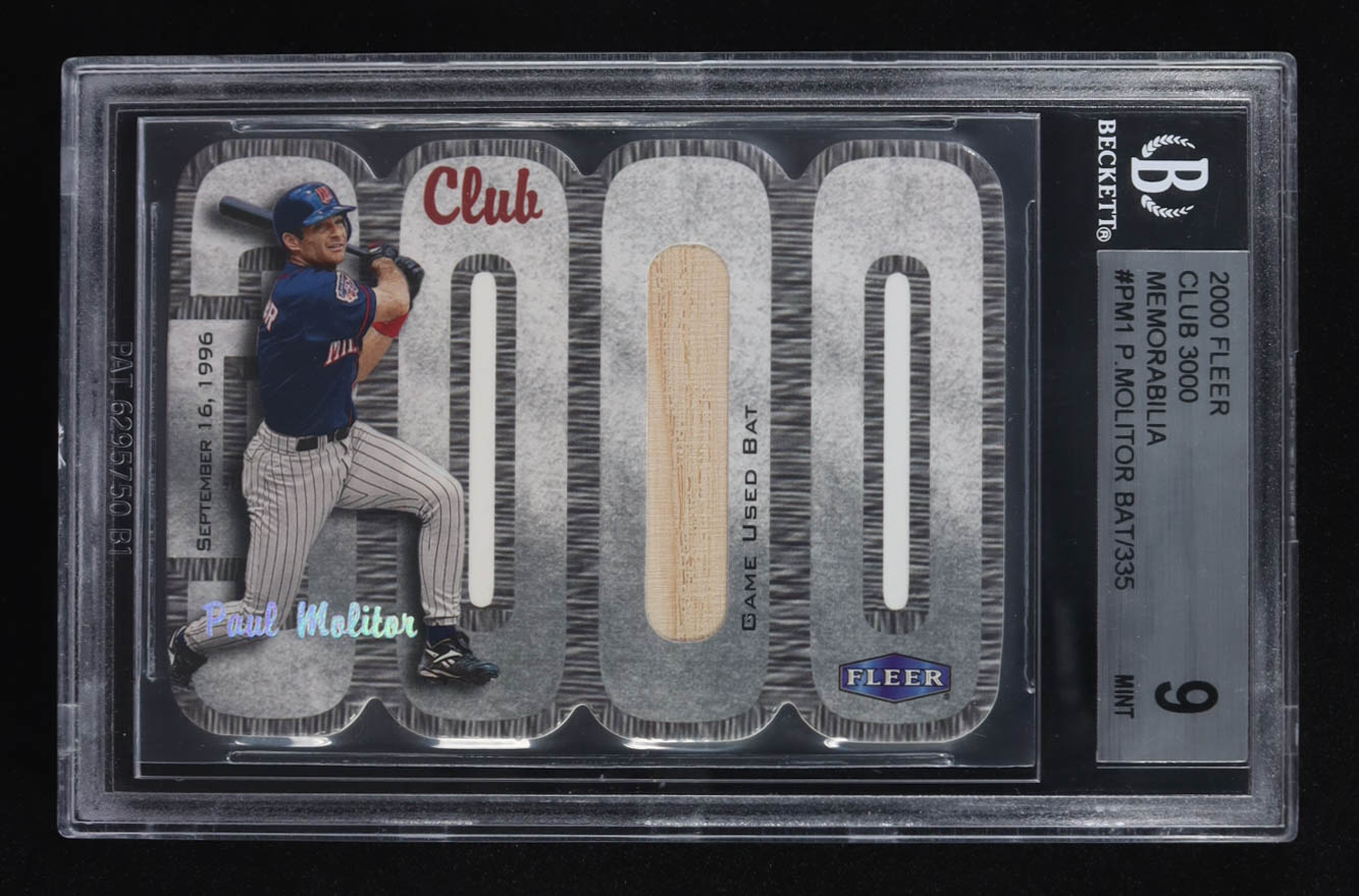 Paul Molitor 2000 Fleer Club 3000 Memorabilia #PM1 Bat #079/335 (BGS 9) at PristineAuction.com Paul Molitor 2000 Fleer Club 3000 Memorabilia #PM1 Bat #079/335 (BGS 9) at PristineAuction.com