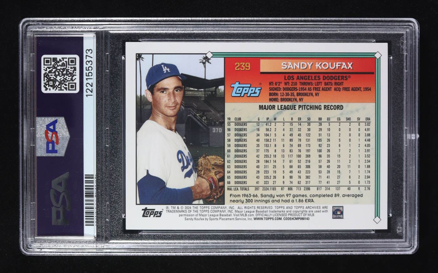 Sandy Koufax 2024 Topps Archives Black Foilboard #239 (PSA 8) at PristineAuction.com Sandy Koufax 2024 Topps Archives Black Foilboard #239 (PSA 8) at PristineAuction.com