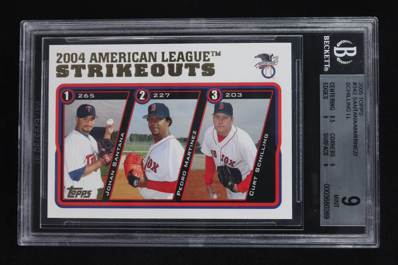 Johan Santana / Pedro Martinez / Curt Schilling 2005 Topps #342 LL (BGS 9) at PristineAuction.com Johan Santana / Pedro Martinez / Curt Schilling 2005 Topps #342 LL (BGS 9) at PristineAuction.com