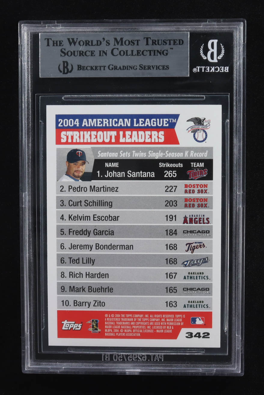Johan Santana / Pedro Martinez / Curt Schilling 2005 Topps #342 LL (BGS 9) at PristineAuction.com Johan Santana / Pedro Martinez / Curt Schilling 2005 Topps #342 LL (BGS 9) at PristineAuction.com