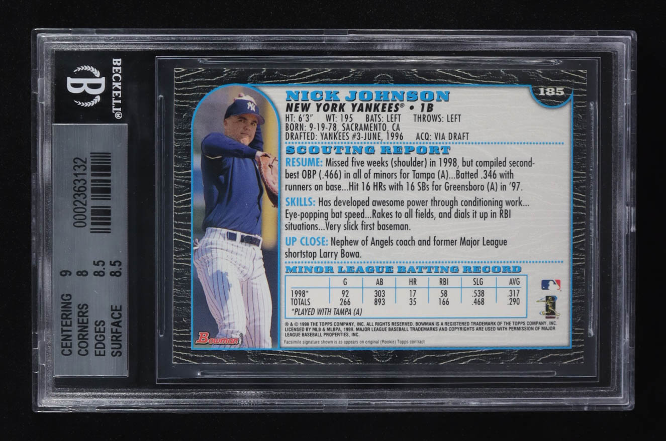Nick Johnson 1999 Bowman International #185 RC (BGS 8.5) at PristineAuction.com Nick Johnson 1999 Bowman International #185 RC (BGS 8.5) at PristineAuction.com