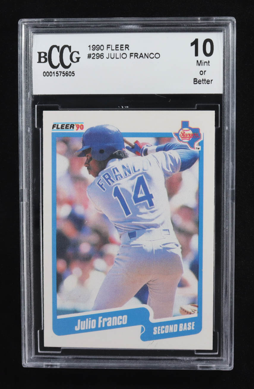 Julio Franco 1990 Fleer #296 (BCCG 10) at PristineAuction.com Julio Franco 1990 Fleer #296 (BCCG 10) at PristineAuction.com