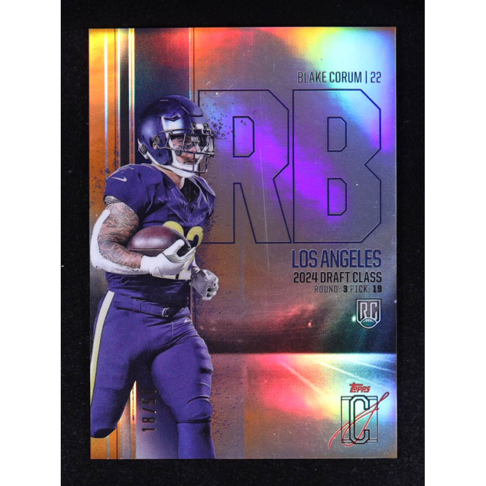 Blake Corum 2024 Topps Signature Class Rookies Chrome Orange Refractors #RCV80 #18/50 RC at PristineAuction.com