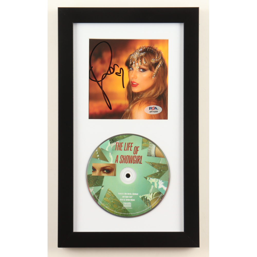 Taylor Swift Signed "The Life of a Showgirl" Custom Framed CD Insert Display (PSA) at PristineAuction.com