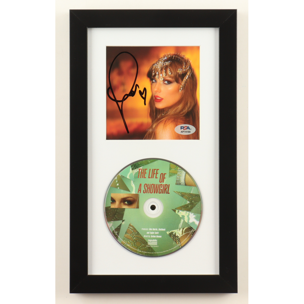 Taylor Swift Signed "The Life of a Showgirl" Custom Framed CD Insert Display (PSA) at PristineAuction.com