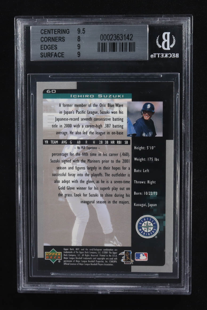 Ichiro Suzuki 2001 Upper Deck MVP #60 RC (BGS 8.5) at PristineAuction.com Ichiro Suzuki 2001 Upper Deck MVP #60 RC (BGS 8.5) at PristineAuction.com