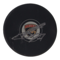 Sergei Bobrovsky Signed Panthers Logo Hockey Puck (Beckett) at PristineAuction.com