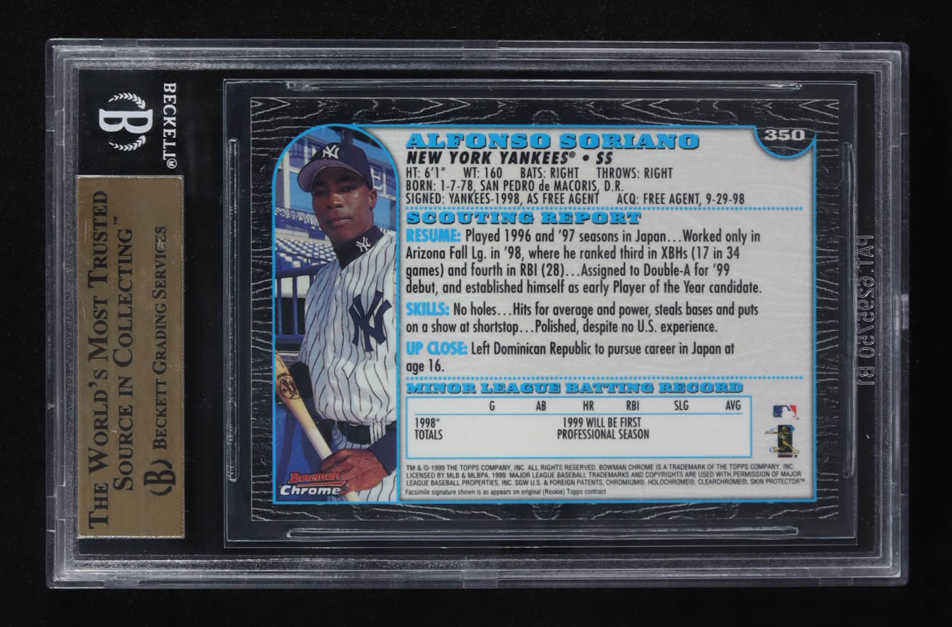 Alfonso Soriano 1999 Bowman Chrome #350 RC (BGS 9.5) at PristineAuction.com Alfonso Soriano 1999 Bowman Chrome #350 RC (BGS 9.5) at PristineAuction.com
