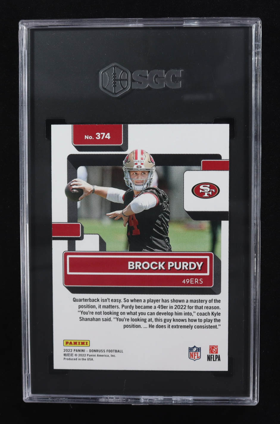 Brock Purdy 2022 Donruss #374 RR RC (SGC 10) at PristineAuction.com Brock Purdy 2022 Donruss #374 RR RC (SGC 10) at PristineAuction.com