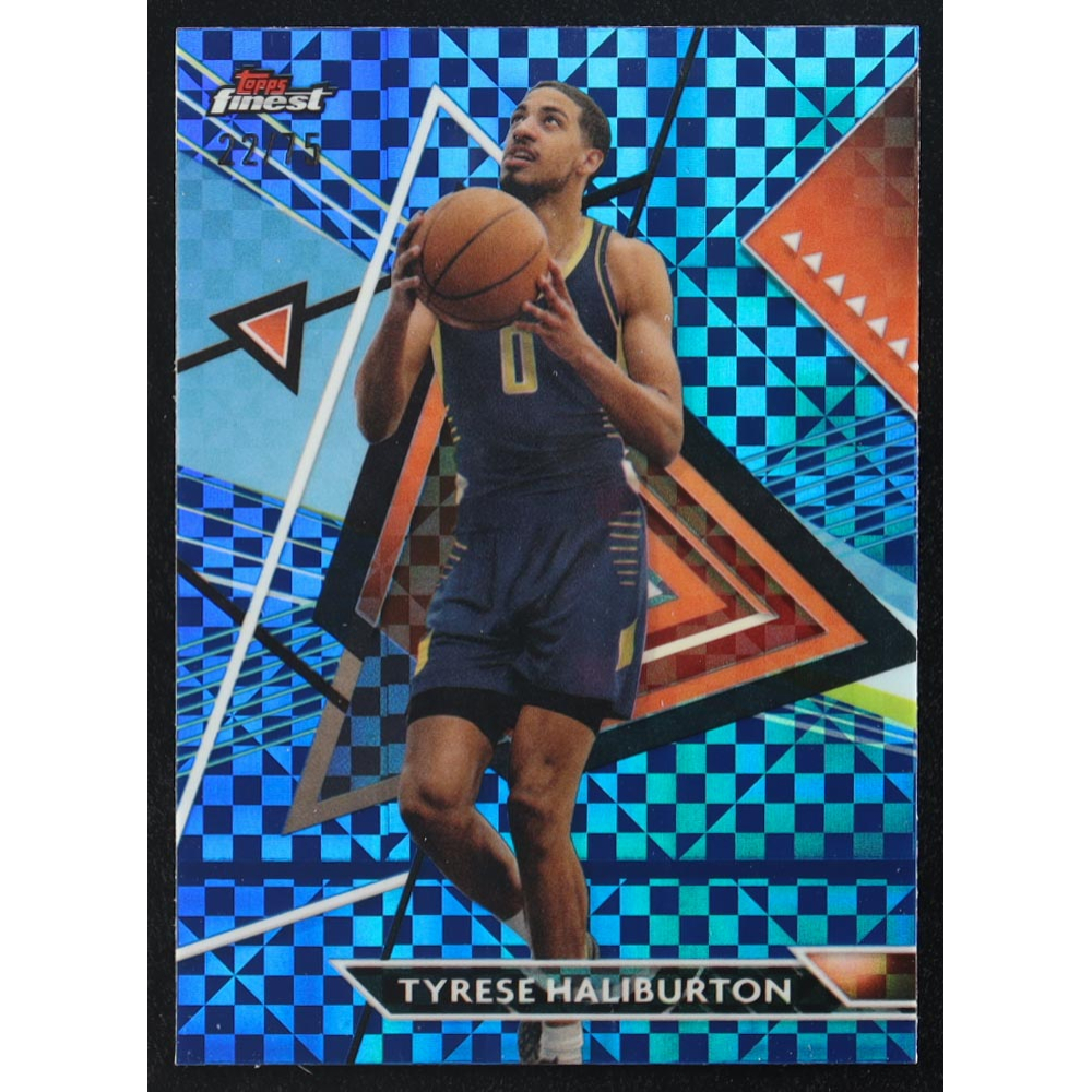 Tyrese Haliburton 2023-24 Finest Blue Checkerboard Refractors #126 #22/75 at PristineAuction.com